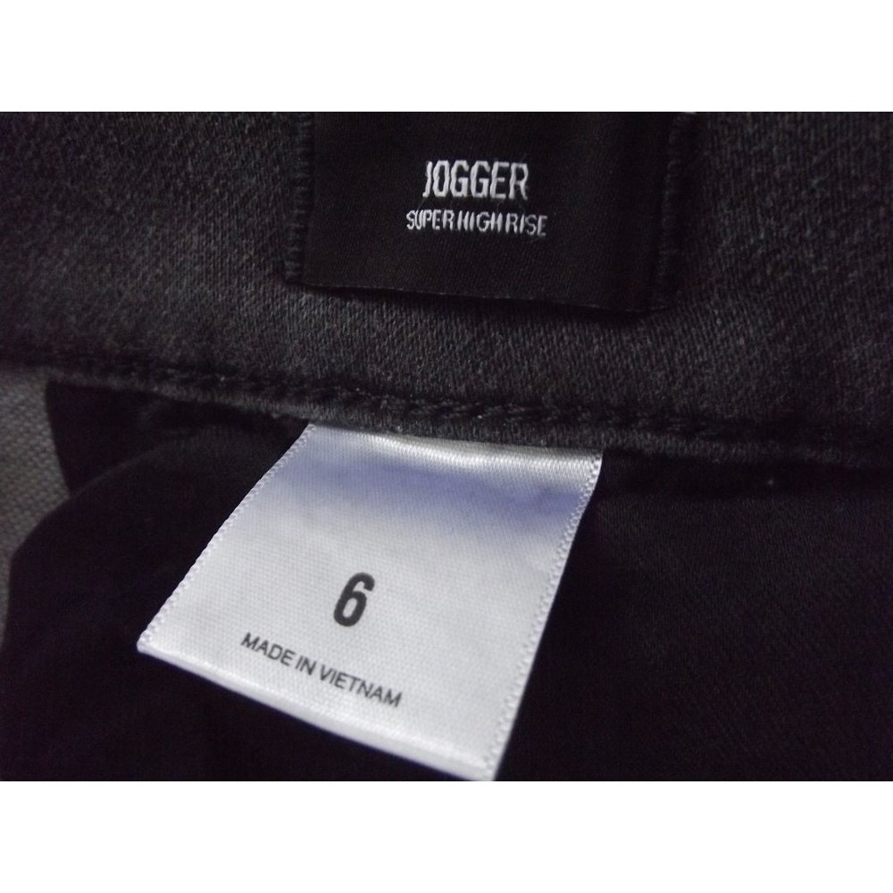 Express Jogger Size 6 Super High Rise Knit Denim Pants Black/Gray Elastic Waist - Picture 7 of 12